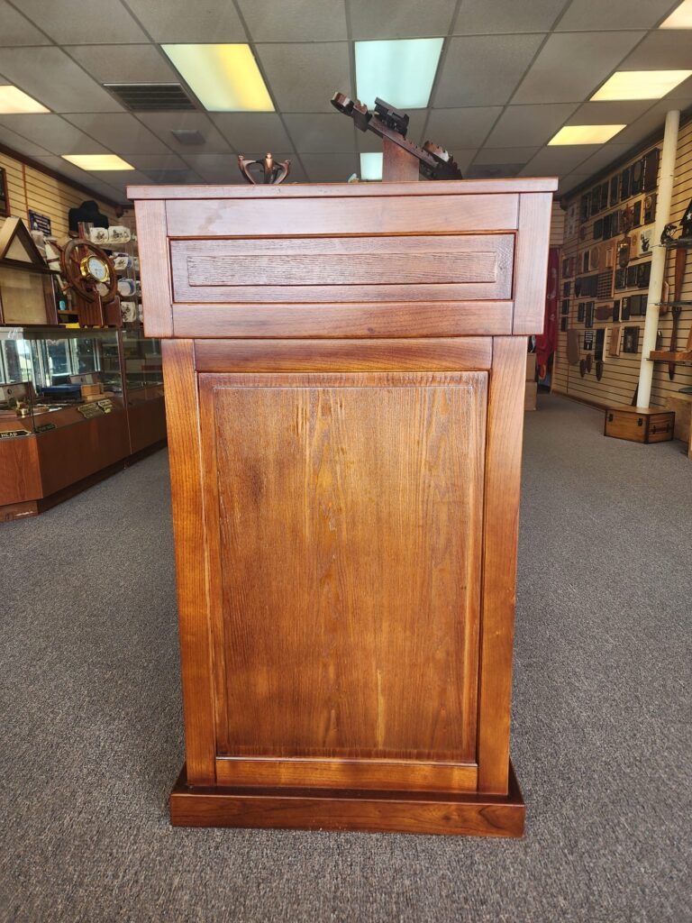 Hand Crafted Wood Podium with Formica Flip Top Lid - Image 3