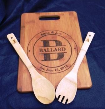 CUTTING BOARD, UTENSILS AND LASER ENGRAVING