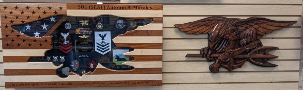 US FLAG NAVY SEAL CUTOUT WITH CARVING