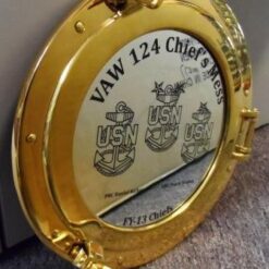 SOLID BRASS PORTHOLE MIRROR W/ ENGRAVING